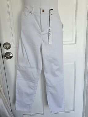 Nicole Miller Soho High Rise Ankle Slim Light-Weight Jeans Classic White Sz 12